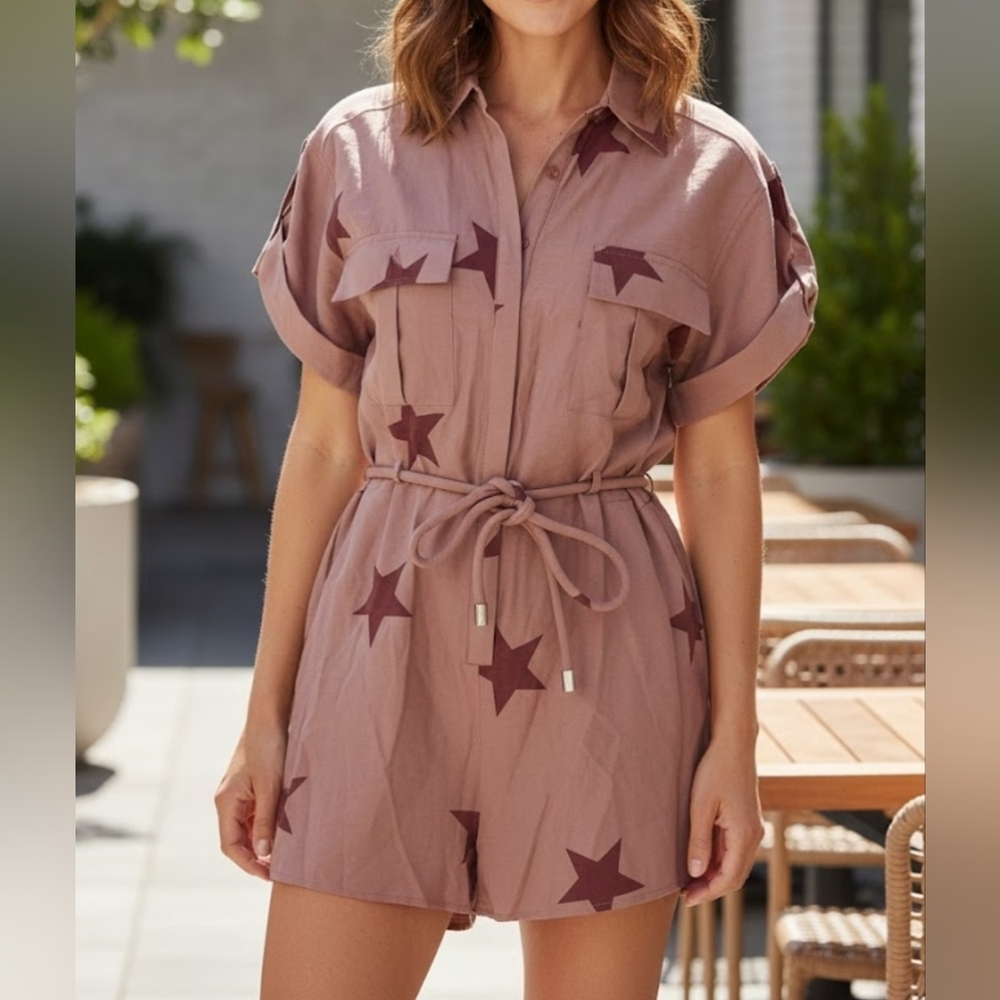 Storia | Mauve Star Romper Size S Dusty Rose / Maroon